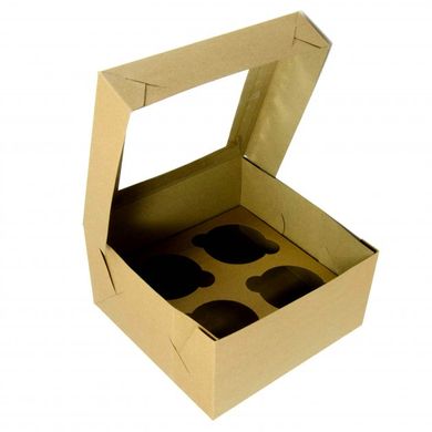 Коробка для кексов с окошком (4 шт) 170*170*90мм